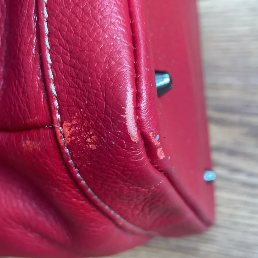 OiOi Diaper Bag Pompeian Red Leather Two Pocket Hobo Quality Made Retails $230